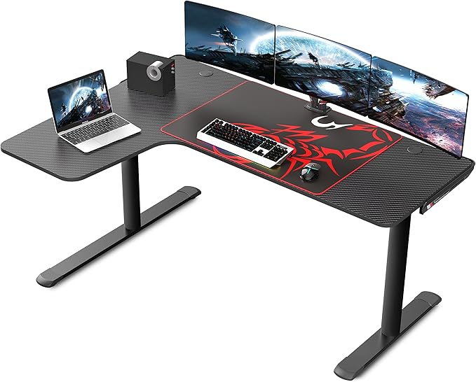 L Shaped Gaming Desk, 60 Inch L60 Home Office Corner PC Computer Gamer Table