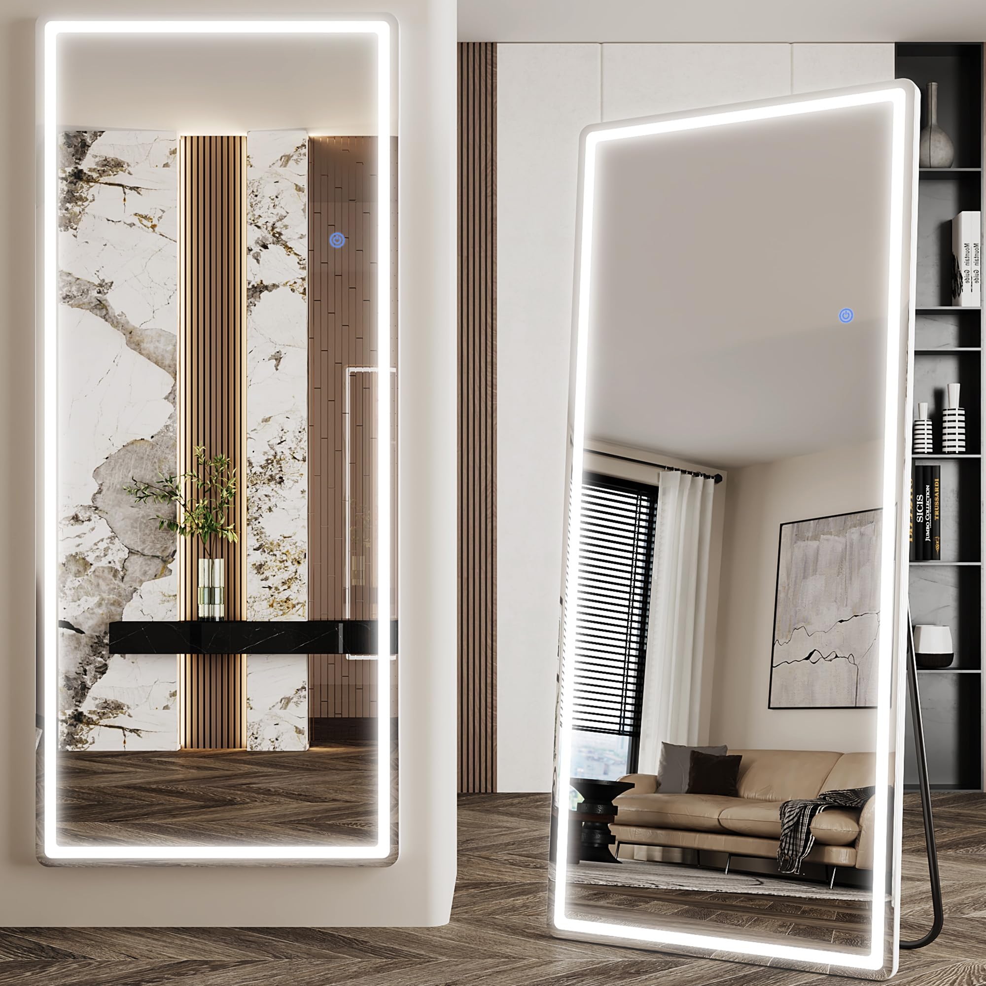 Mirror Full Length, 71" x 28" LED Lighted Floor Mirror Full Length Mirror with Light