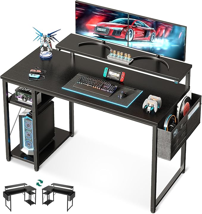 40 inch Small Computer Desk with Adjustable Monitor Stand