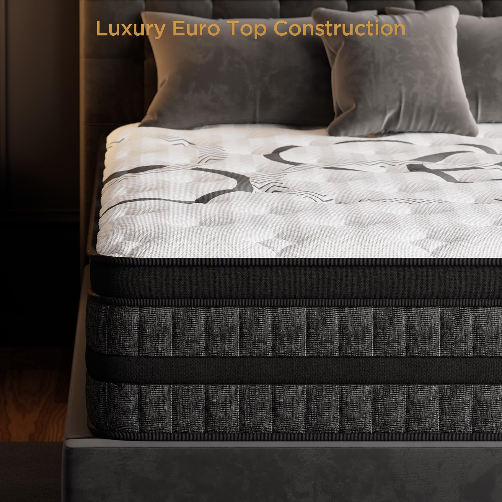 King Mattress 14 Inch Hybrid Mattresses Euro Top Medium Firm for Back & Lumbar Support
