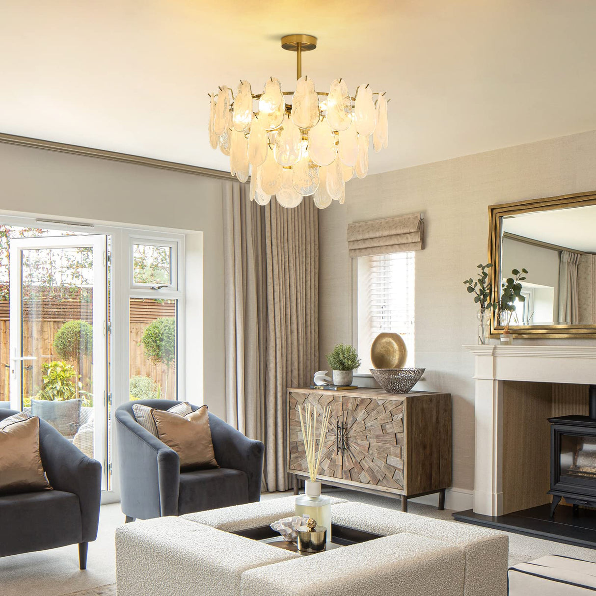 modern gold Chandeliers Lighting, D23.6 creative cloud glass Pendant Ceiling