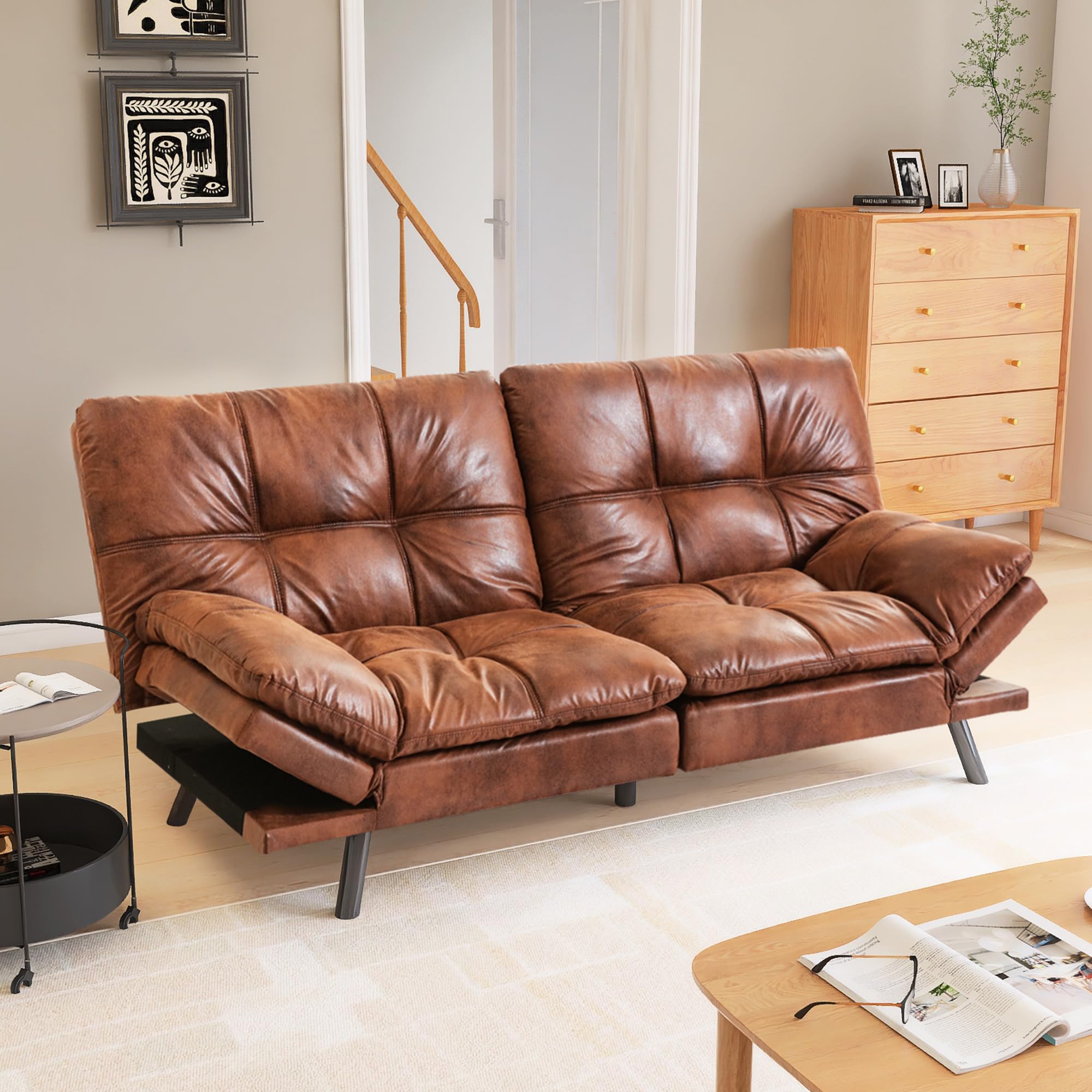 Futon Sofa Bed Couch Convertible Sofa, Memory Foam Futon Sleeper Sofa