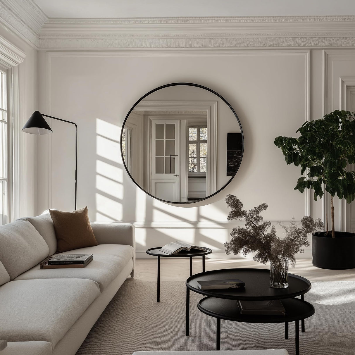 Round Mirror 48 inch, Large Circle Mirror for Wall, Round Bathroom Mirror for Living Room