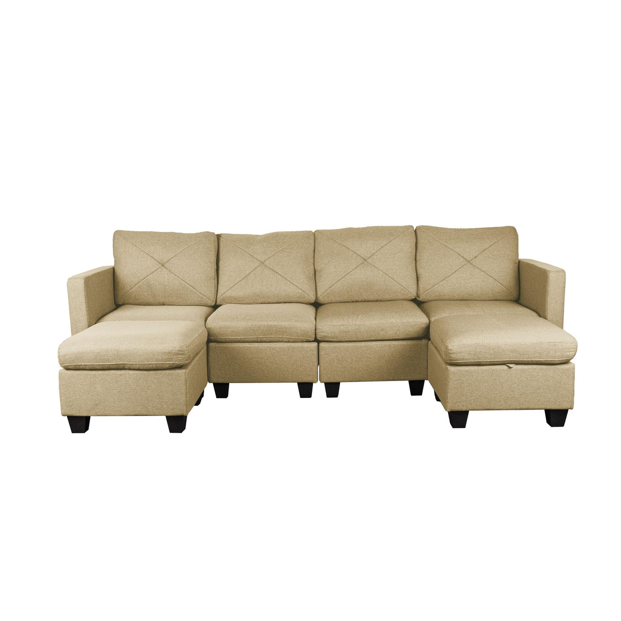 Modular Sectional Sofa, Linen Fabric Convertible U Shaped Couch