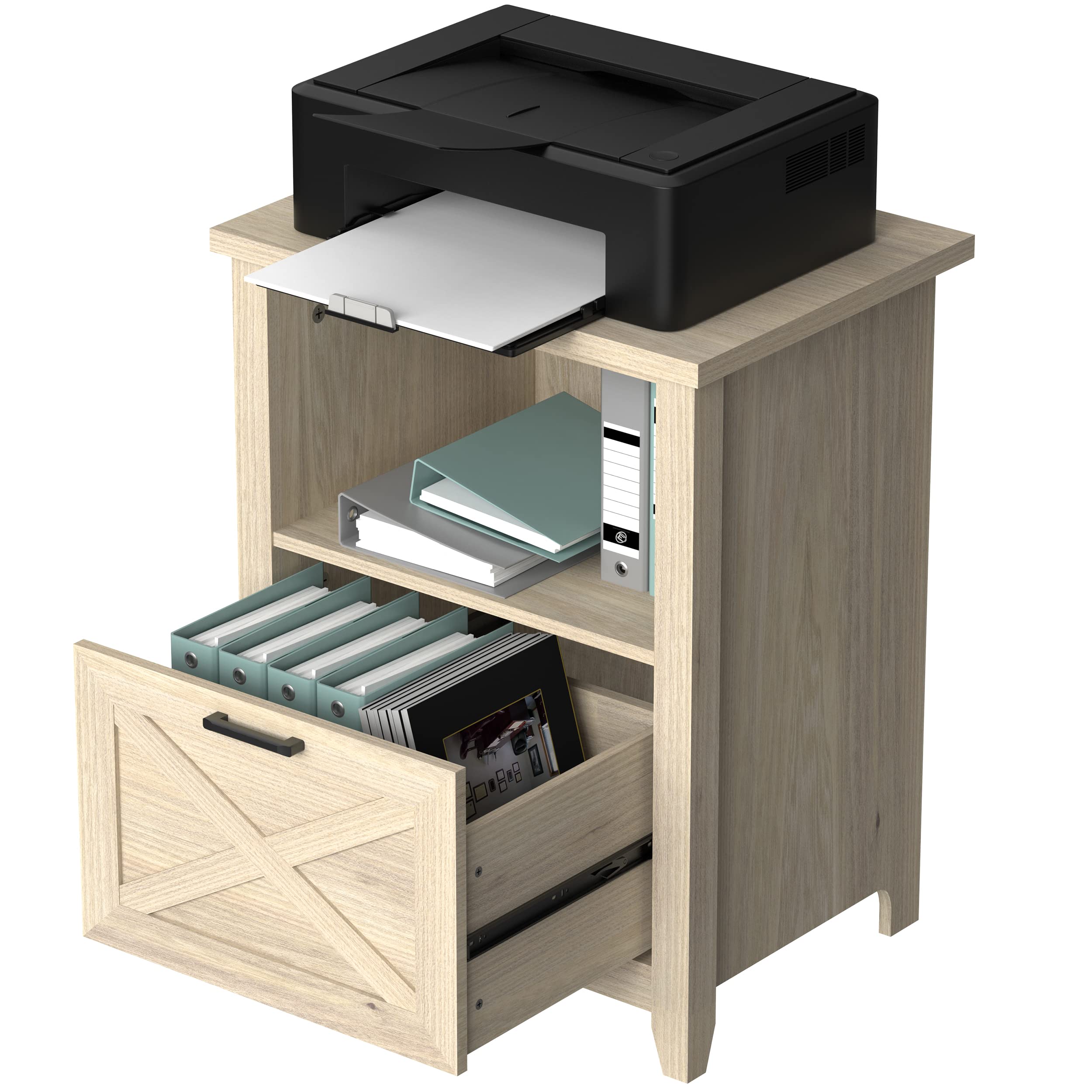 30" Tall Nightstand for King & Queen Bed - FSC-Certified Wood Large Bedside Table