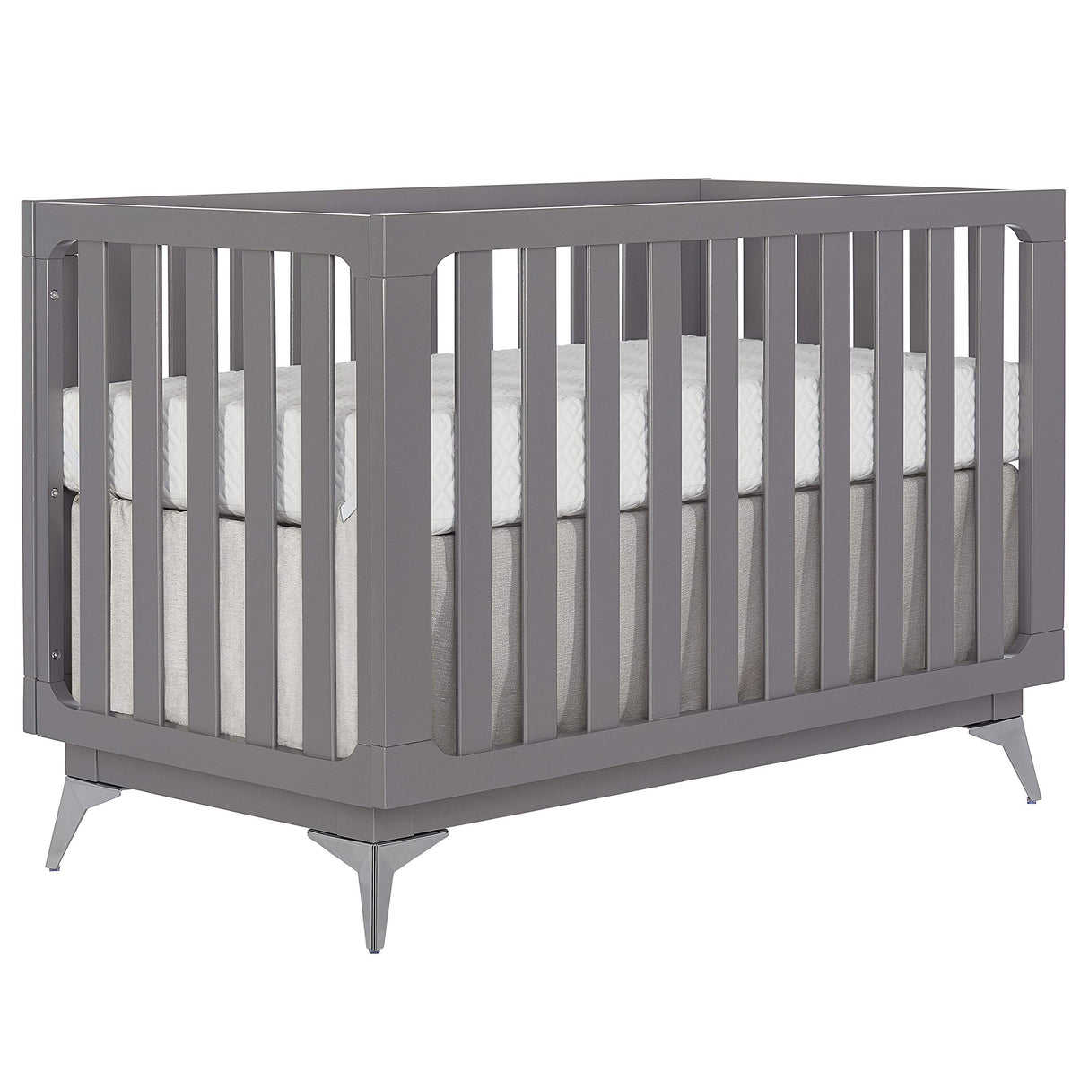 Harper 4-In-1 Convertible Crib In Storm Grey, Greenguard Gold & JPMA Certified, 3 Mattress Height Settings