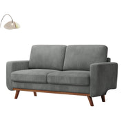 68" Dark Gray Corduroy Loveseat Sofa with Spring Cushion and Solid Wood Frame