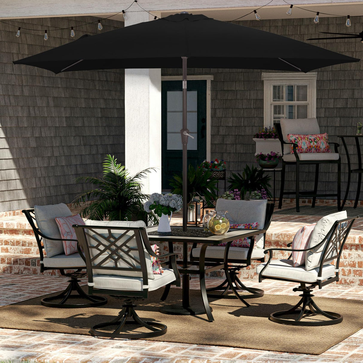 6.5x10 ft Rectangular Patio Umbrellas Outdoor Market Umbrella with Push Button