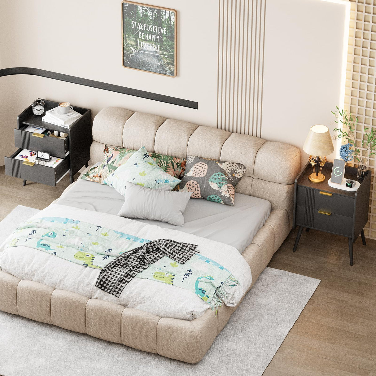 White Nightstand Modern Bedside Table