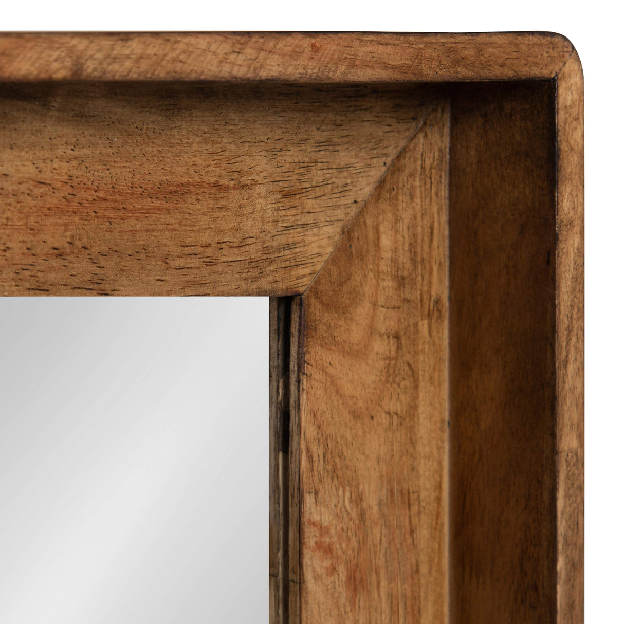 Basking Vertical Wood Wall Mirror Warm Caramel Brown