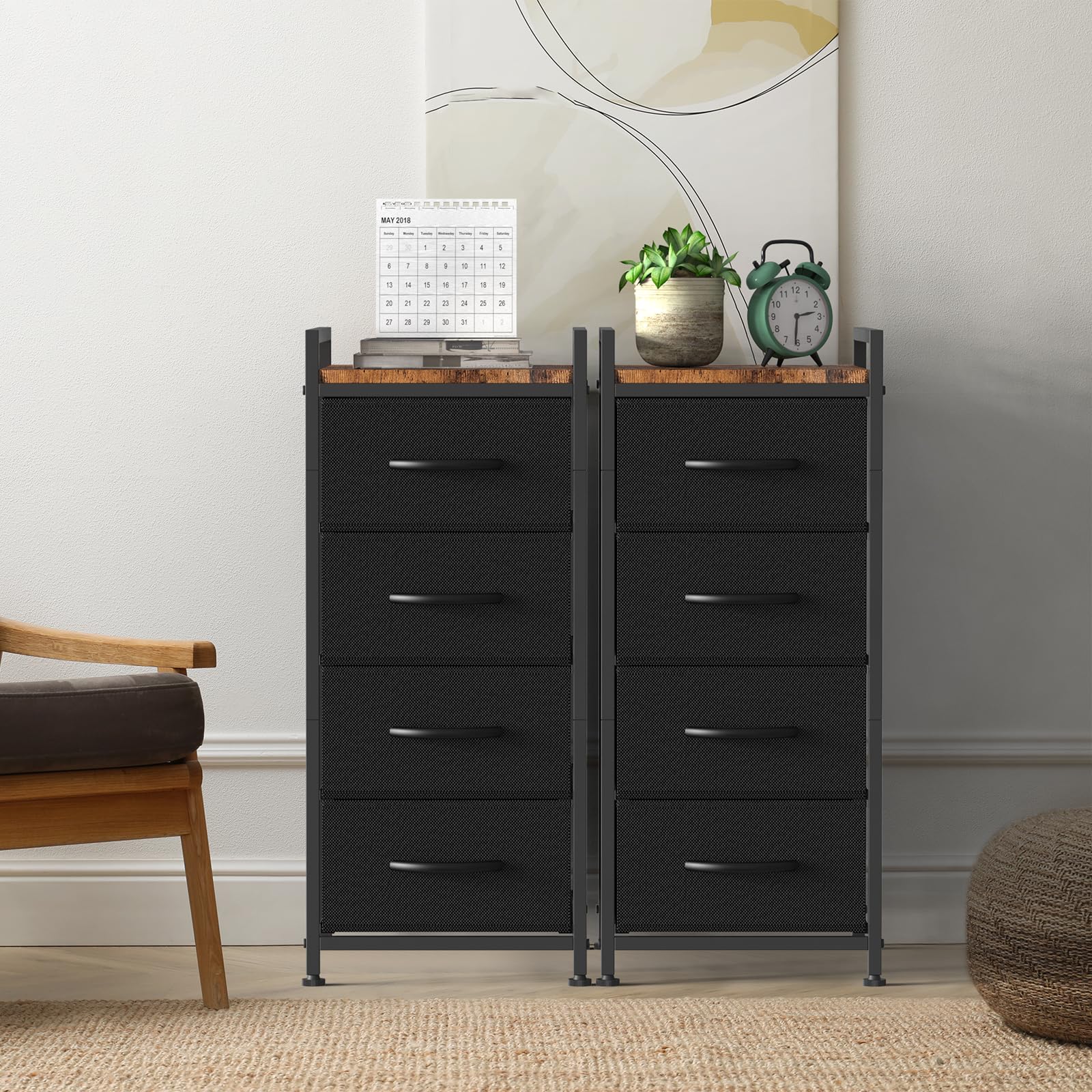 Dresser with 4 Drawers Fabric Storage Dresser Small Chest of Drawers