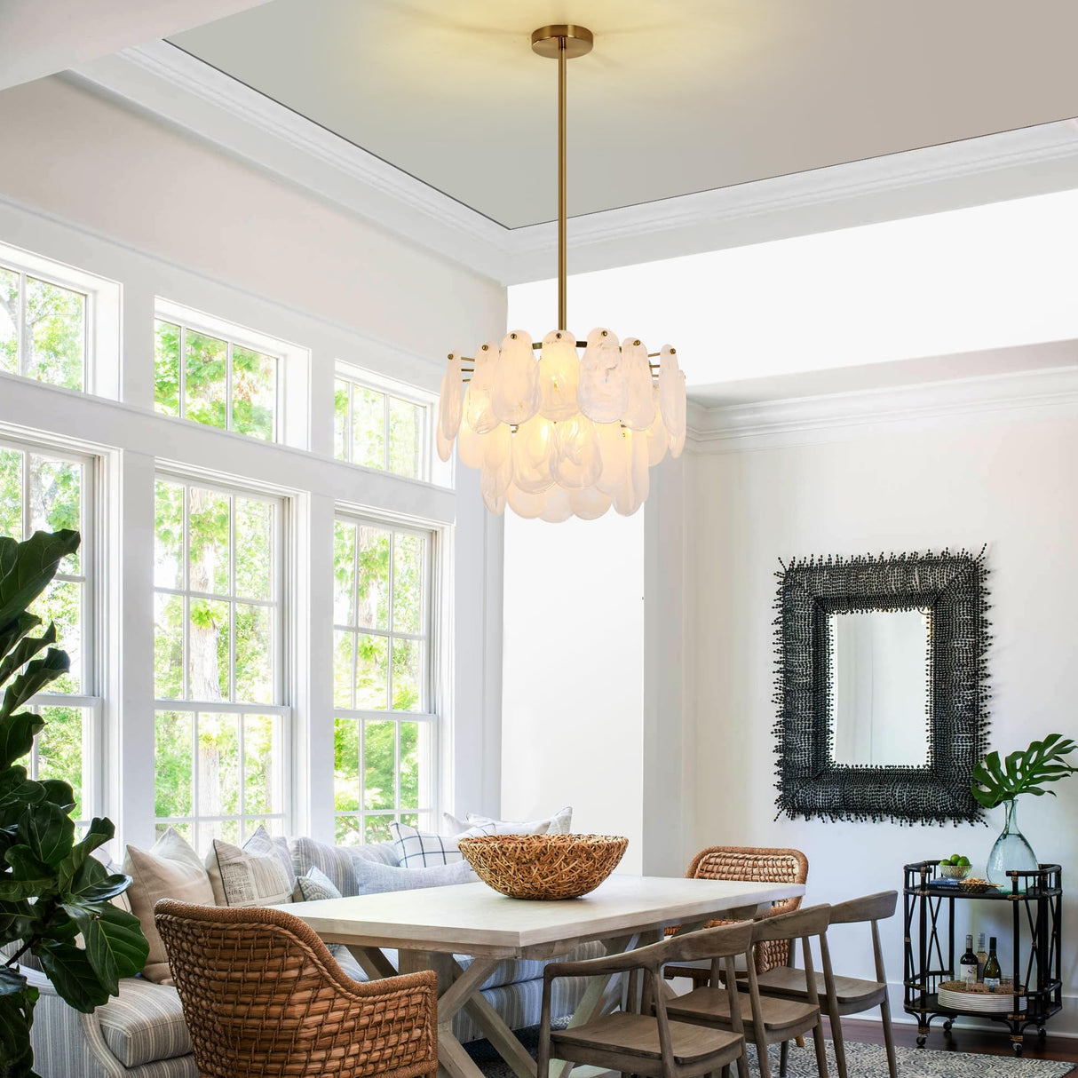 Modern Gold Chandeliers, 17.7" Luxury Cloud Glass Light Fixture