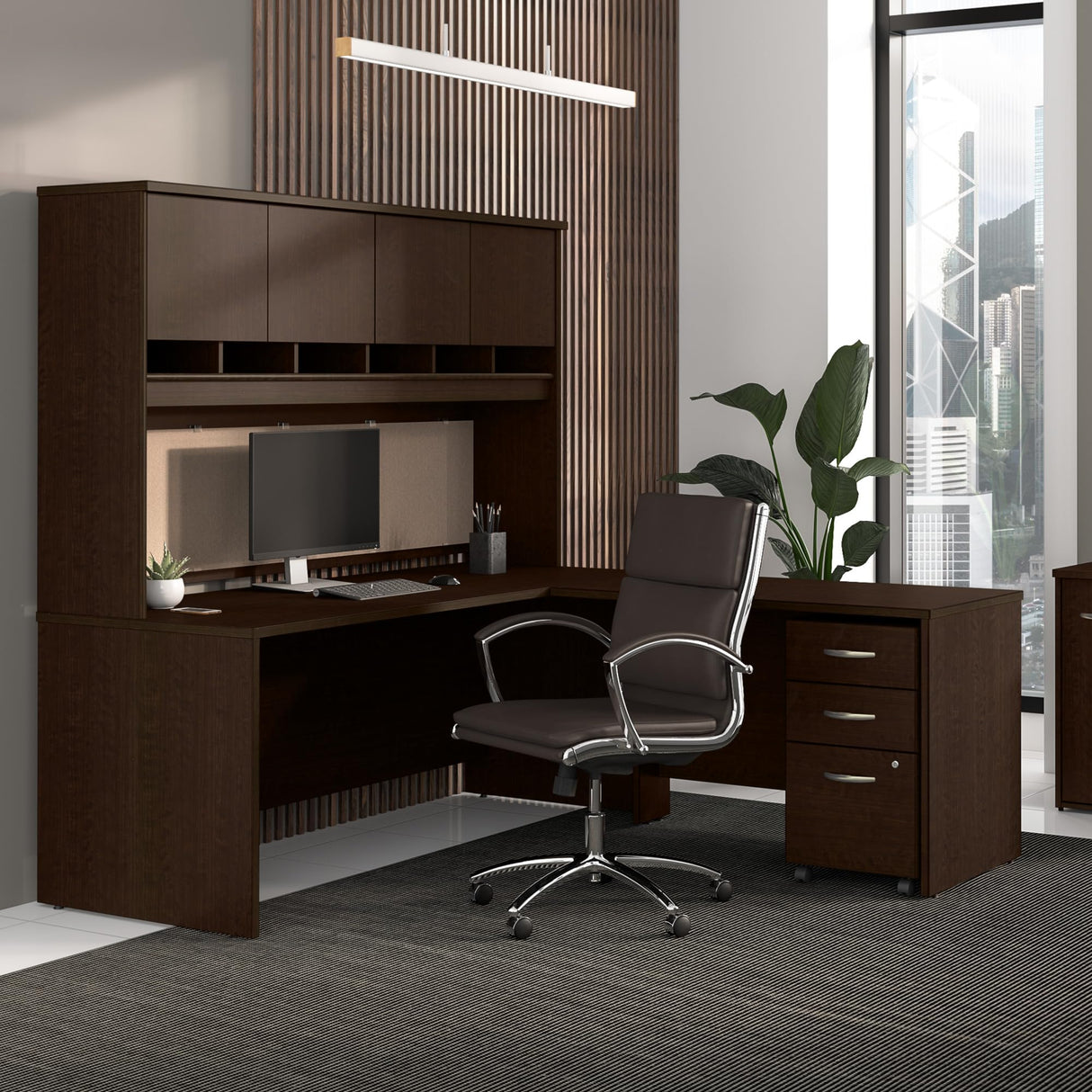 Business Furniture Series C 3 Drawer Mobile File Cabinet in Mocha Cherry