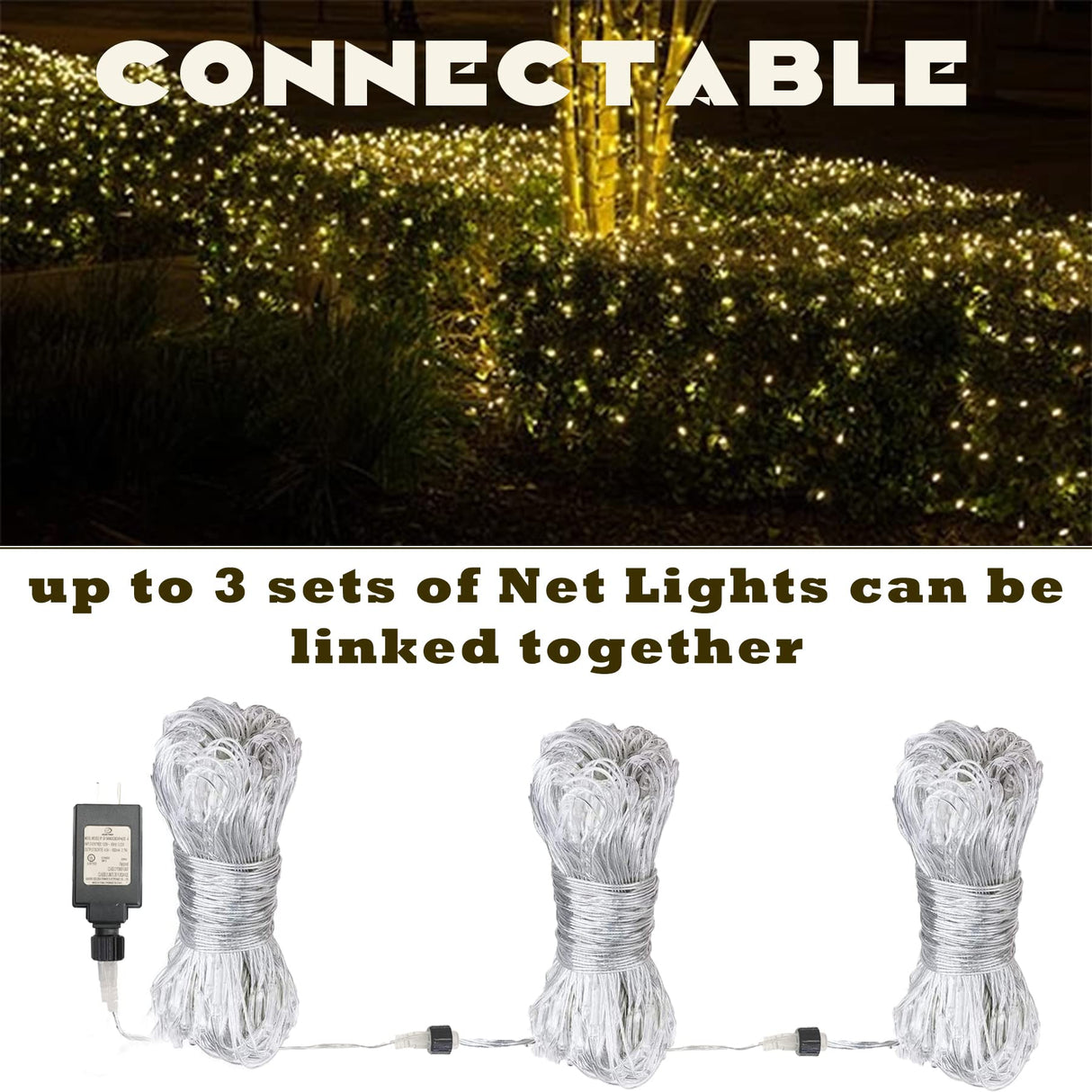 Net Lights Outdoor, 270 LED Gazebo Net Lights, 10×10 FT Connectable Fairy Lights