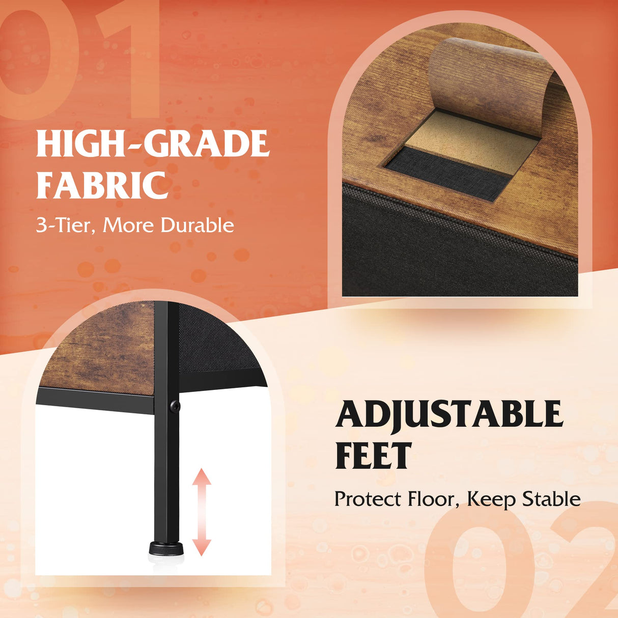 Dresser for Bedroom with 5 Drawers, Long Fabric Dresser