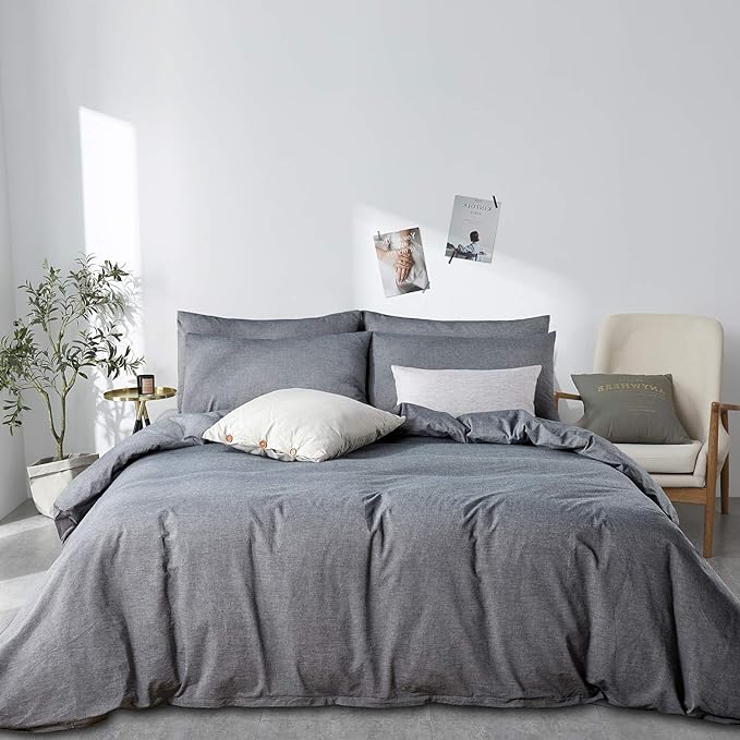 100% Washed Cotton Linen Feel Textured Comforter