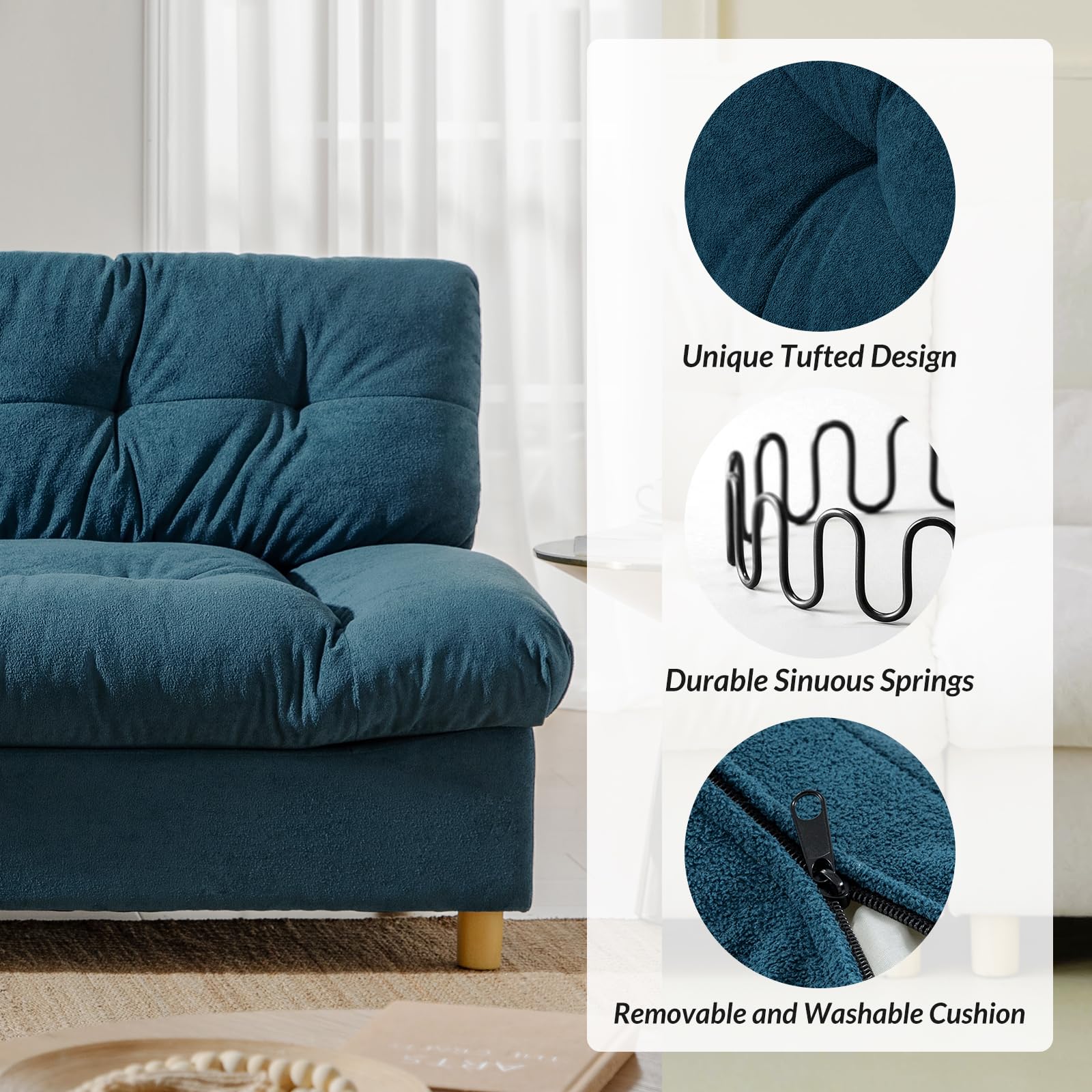 81'' Modern Cloud Couch, Overstuffed Chenille Loveseat Sofa with USB & Type C,