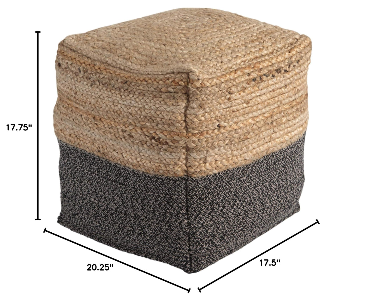 Sweed Valley Jute, Cotton & Farmhouse Poufs (19 x 19 Inches & 17.5 x 20.25 Inches)
