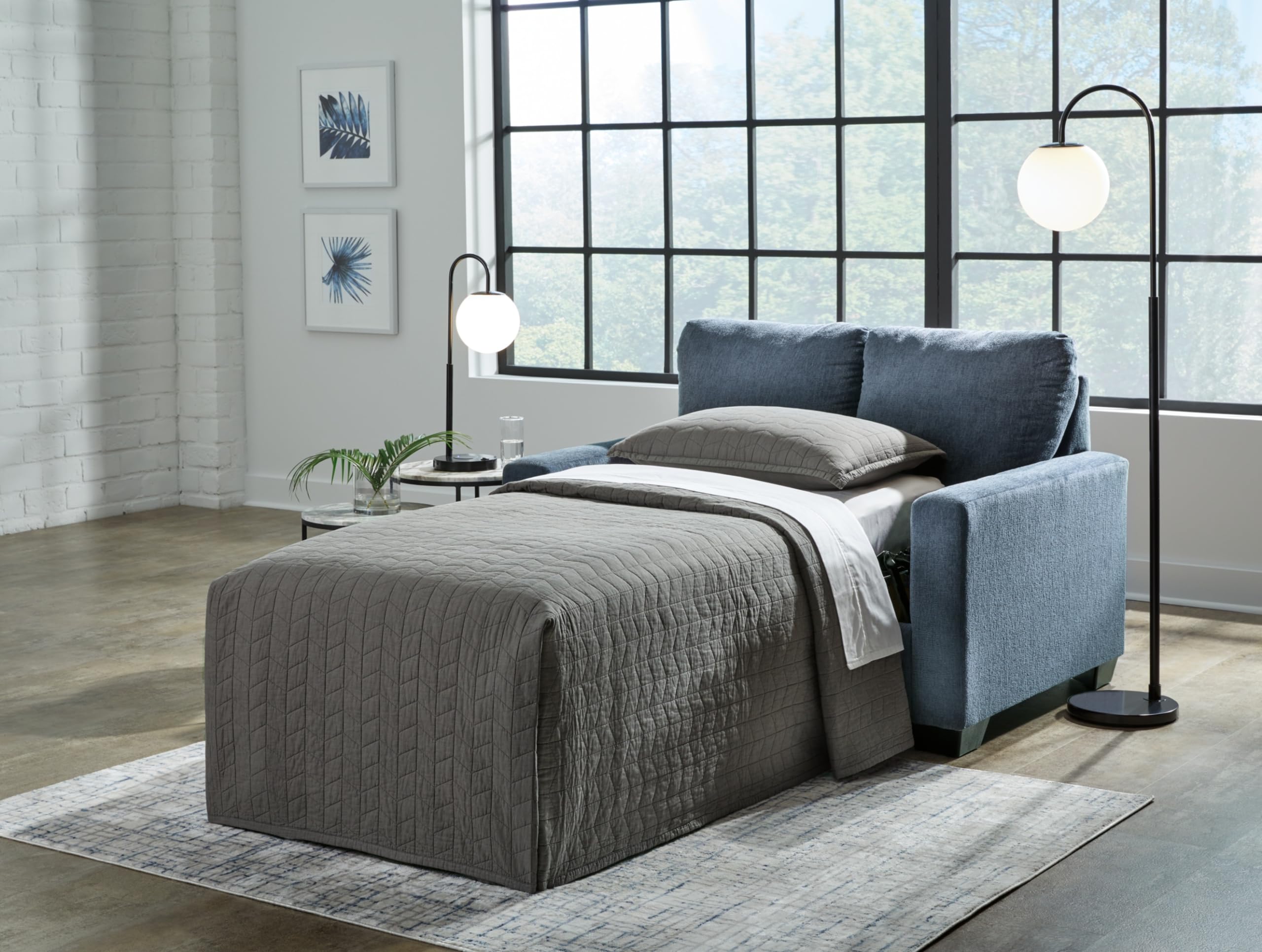 Rannis Sofa Sleeper Sofabed, 54"W x 40"D x 39"H, Blue
