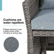 2-Piece Outdoor Patio Furniture Wicker Love-seat and Coffee Table Set