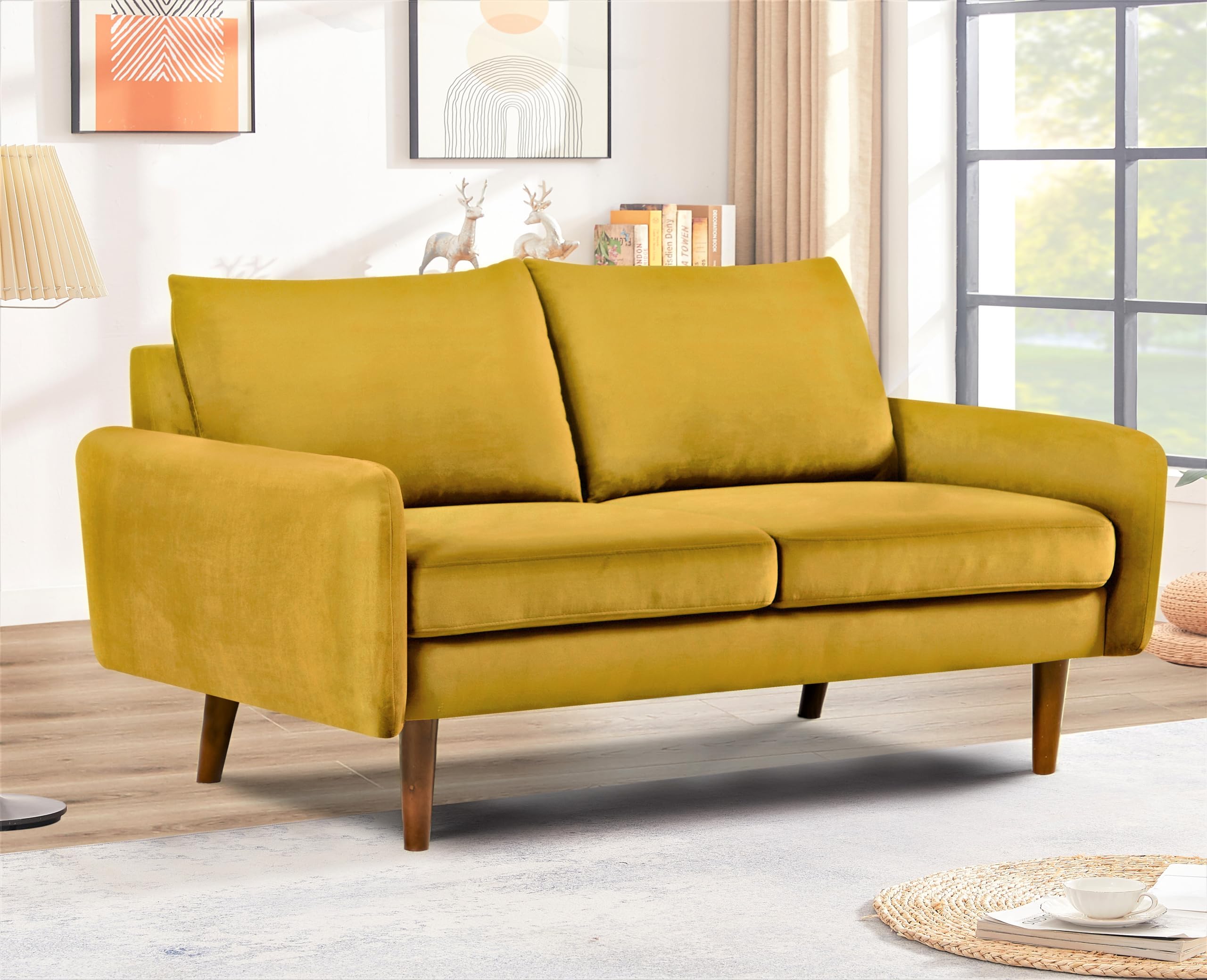 Furniture Direct Kent Velvet Loveseat Sofa for Modern Living Rooms and Compact Spaces