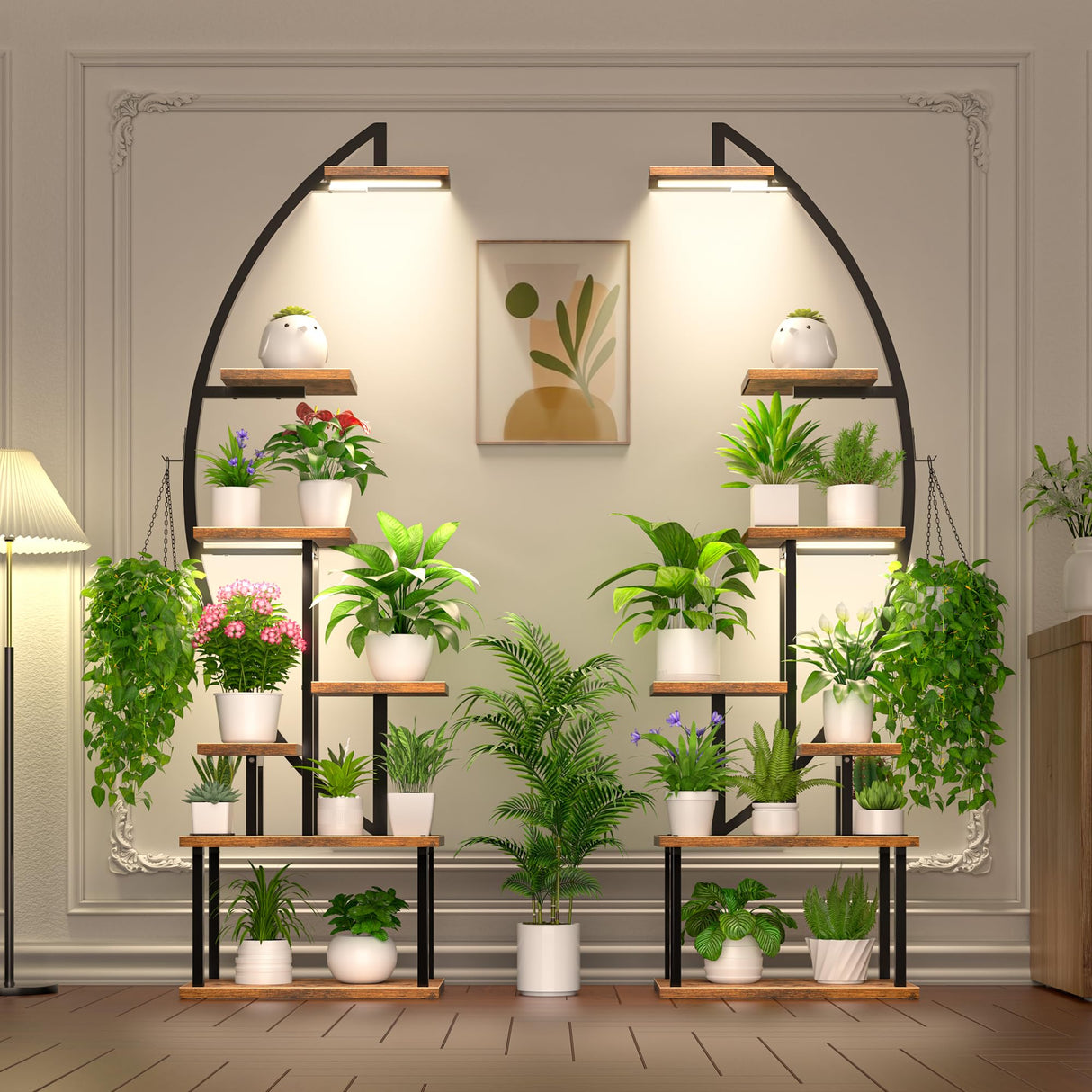 7-Tier Metal Plant Stand with Grow Lights – Indoor Display Shelf