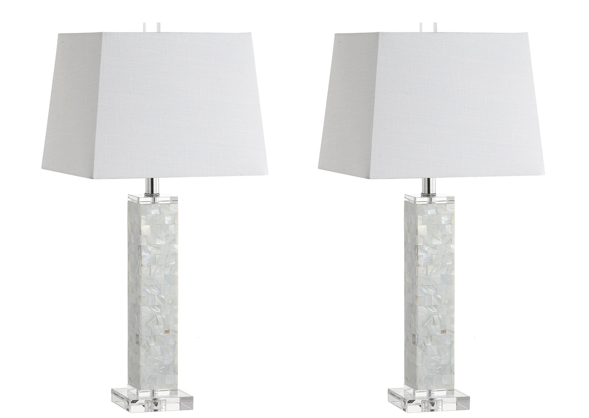 JONATHAN Y JYL1053A-SET2 Set of 2 Table Lamps Noelle 28.5" Seashell LED Table Lamp Coastal Contemporary Bedside Desk Nightstand Lamp for Bedroom Living Room Office College Bookcase, White