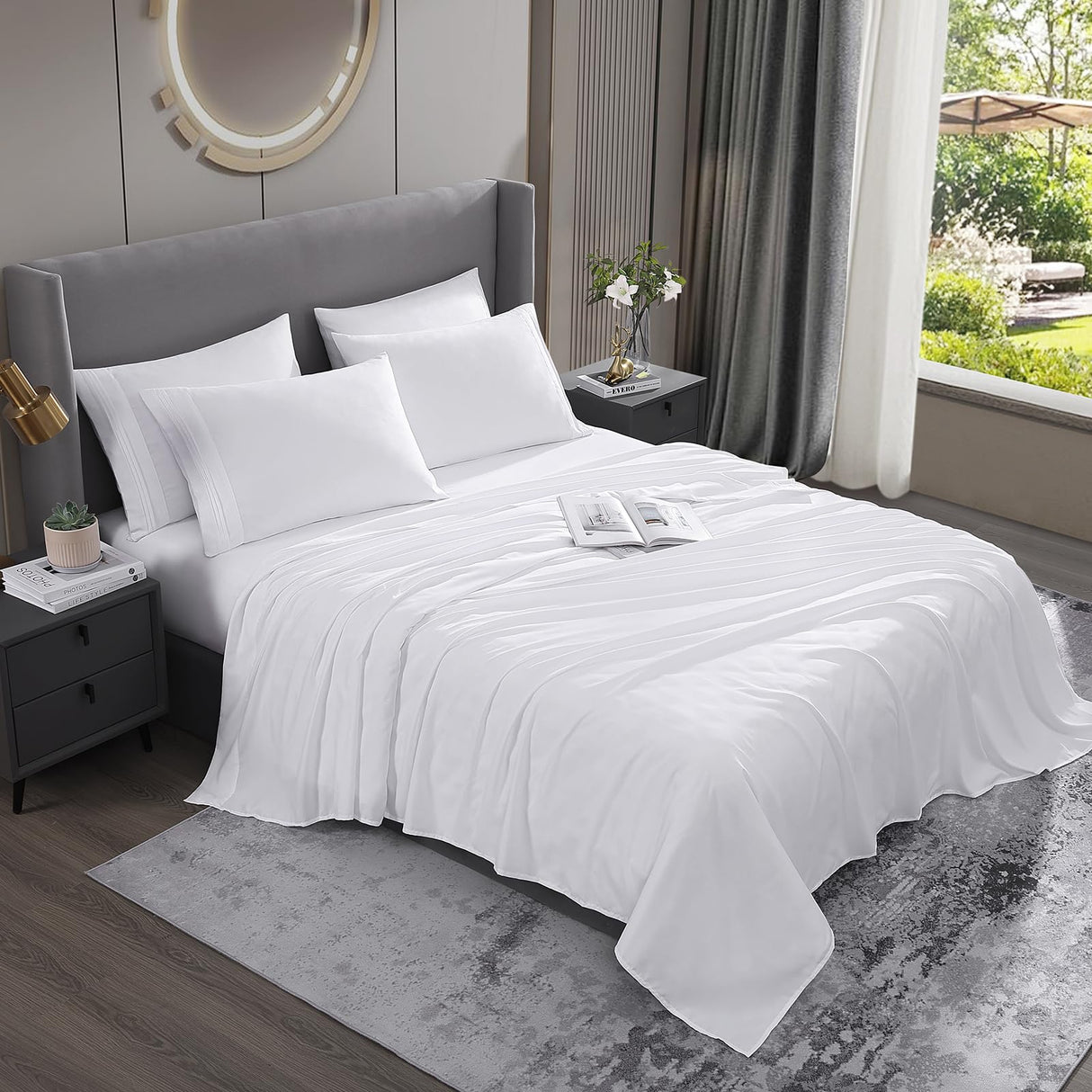 Cooling Sheets Queen - Deep Pocket Queen Sheet Set 6 Pieces, Wrinkle - Resistant