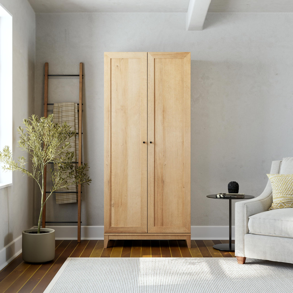 72" Tall Storage Cabinet with Wood Legs, Pantry Cabinet with 3 Adjustable Shelves,