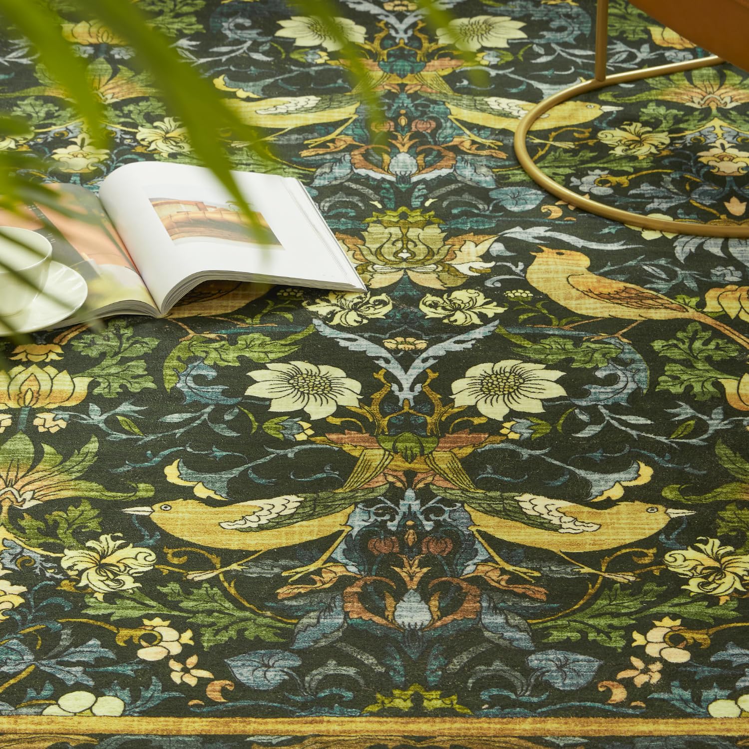 Topllen Washable Area Rug - Area Rug 8'x10' Boho Soft Living Room Rug, Non-Slip Large Area Rugs Indoor for Dining Room Livingroom Bedroom, Vintage Rug (Dark Green, 8x10ft)