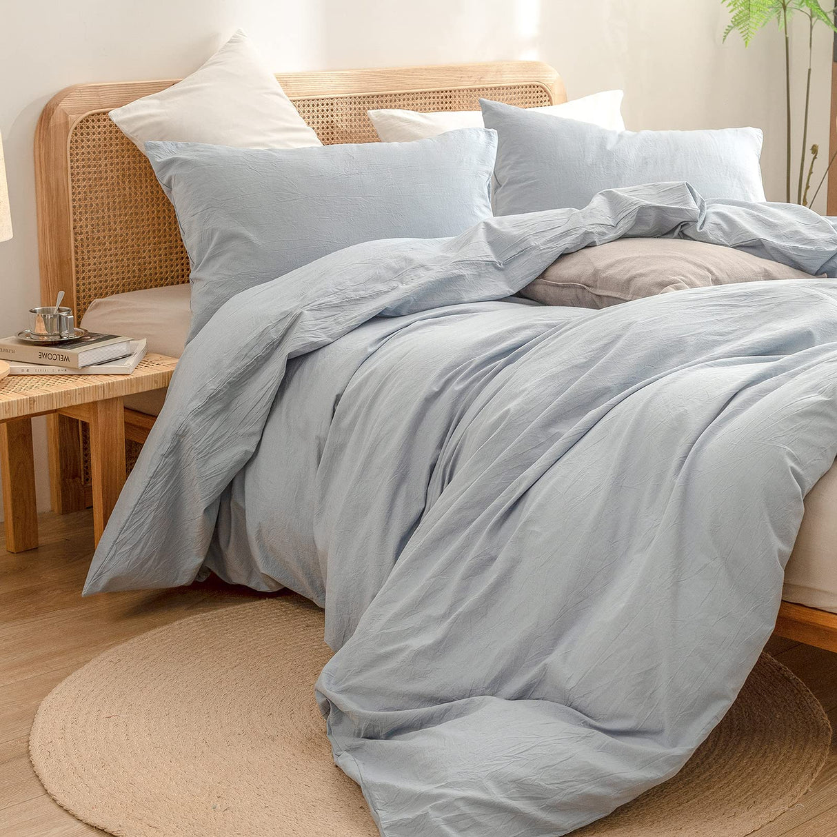 Duvet Cover Set 100% Washed Cotton Linen Feel Super Soft Comfortable Chic