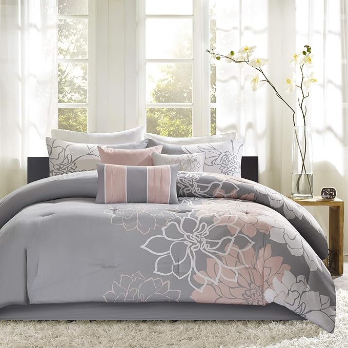 Lola Sateen Cotton Comforter Set-Casual Medallion Floral Design All Season