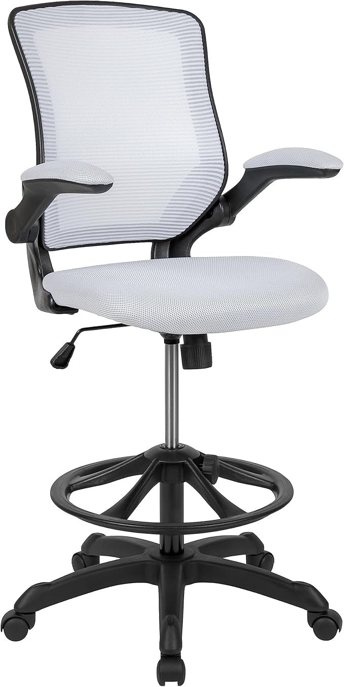 Back Swivel Office Chair with Adjustable Foot Ring, Lumbar Support, and Seat Height,