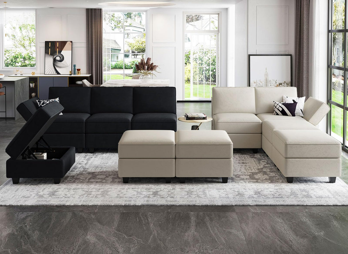 Modular Sectional Sofa with Reversible Chaise L Shaped Couch with Ottoman Modular