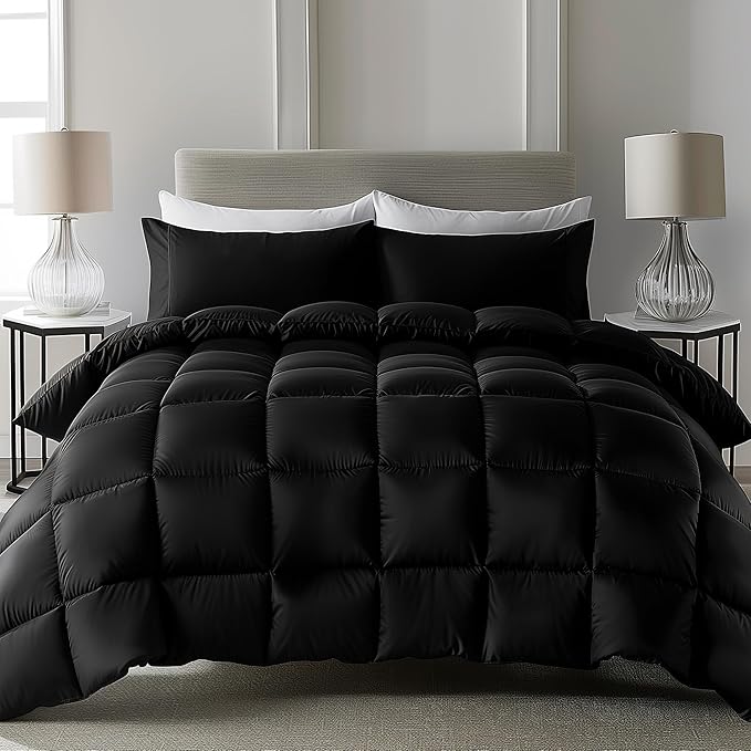 Goose Feather Comforter King Size, 100% Cotton Winter Duvet Insert