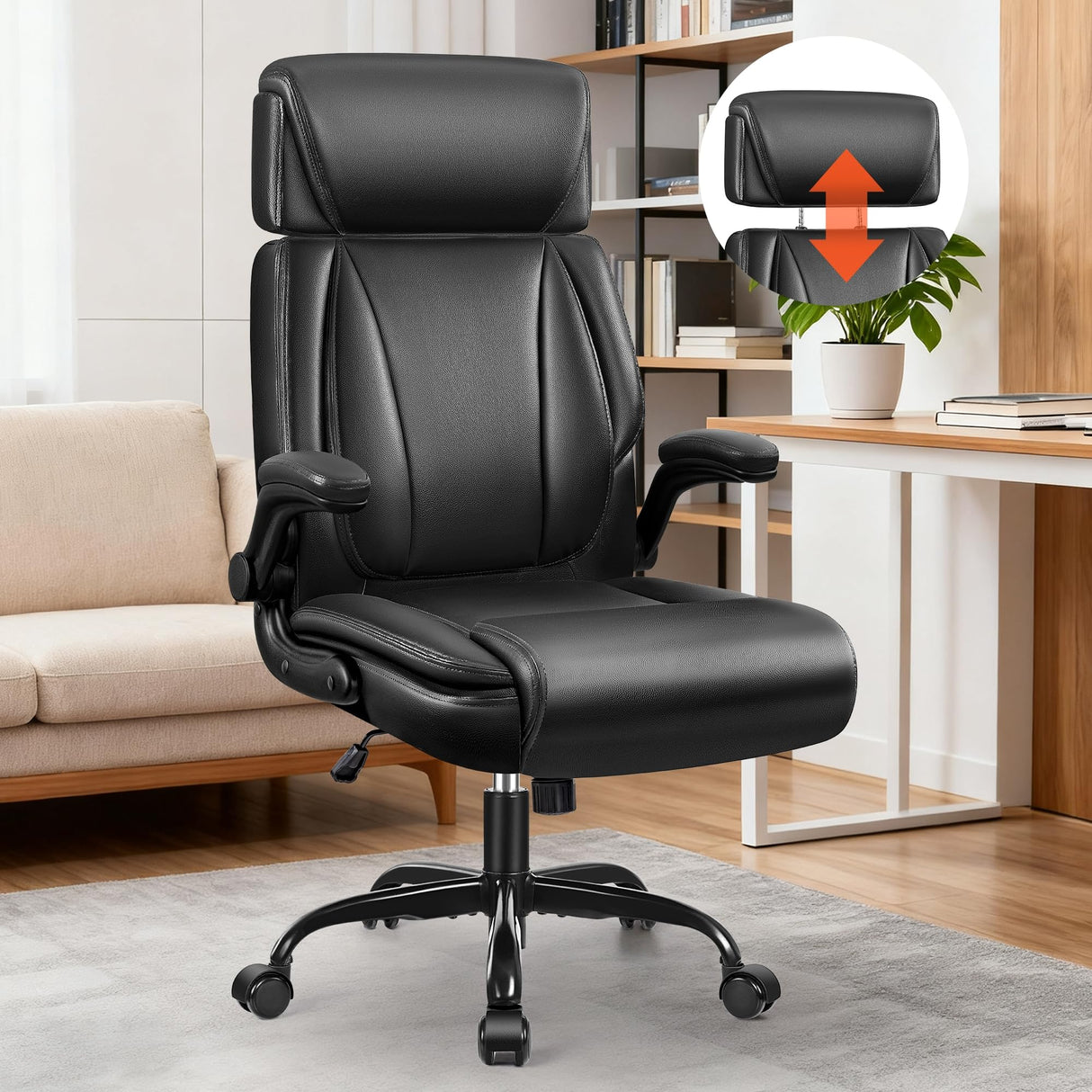 Ergonomic Office Chair with Lumbar Support and Adjustable Headrest