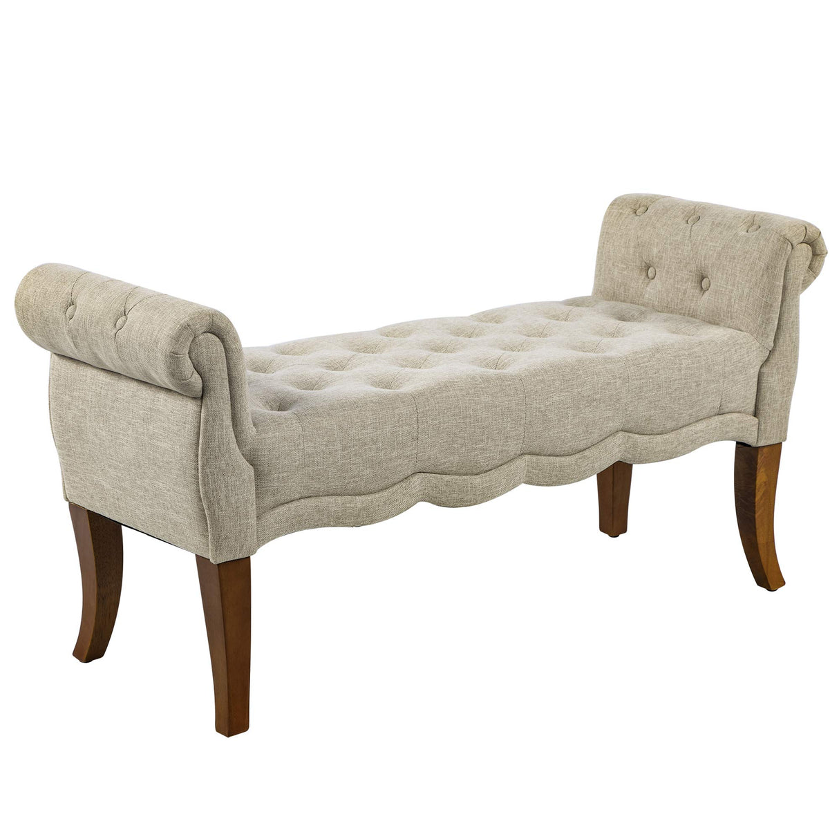 Traditional Style End of Bed Bench, Upholstered Entryway Bench