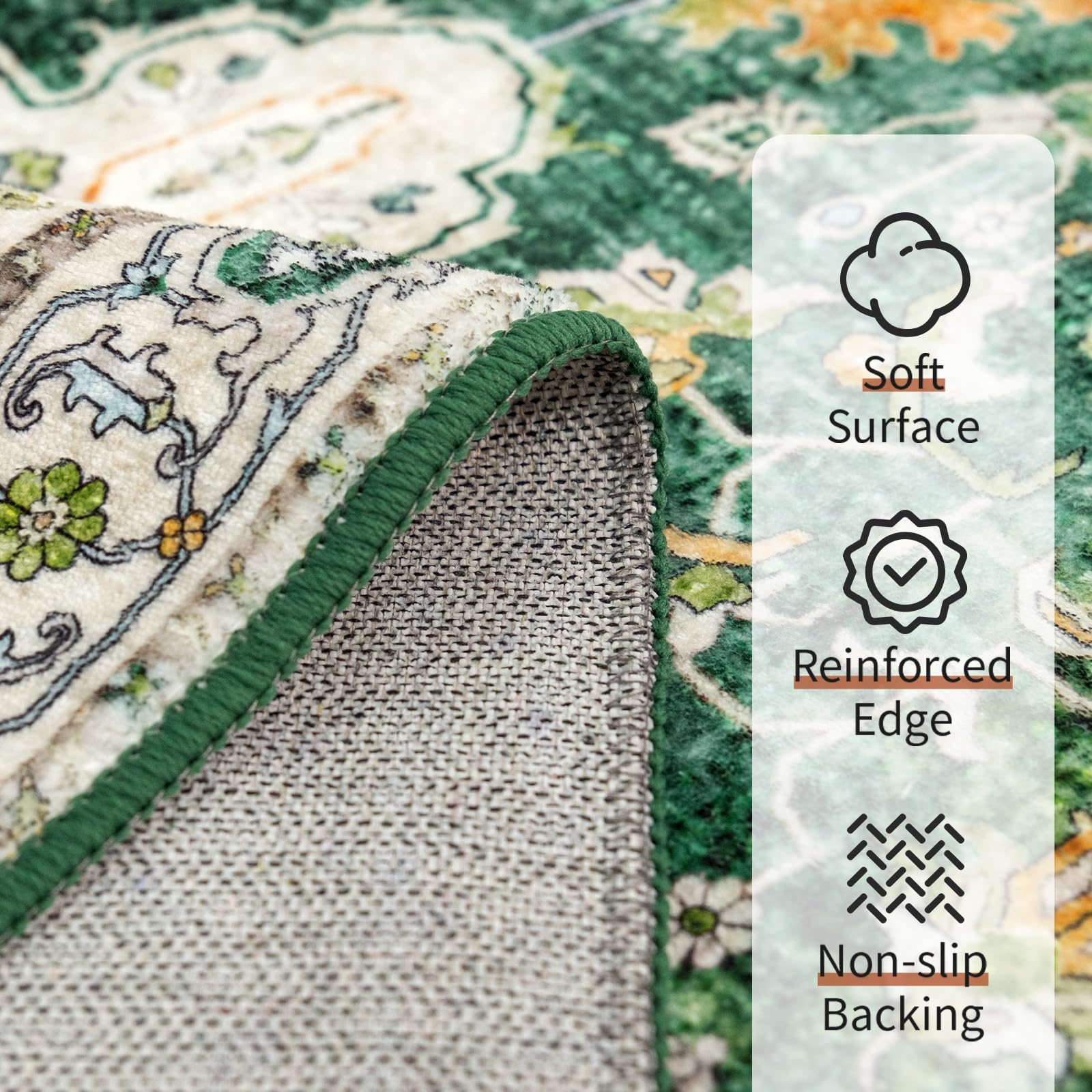 Green Rug 3x5,Washable Area Rugs for Bedroom Living Room Kitchen Entryway,Small