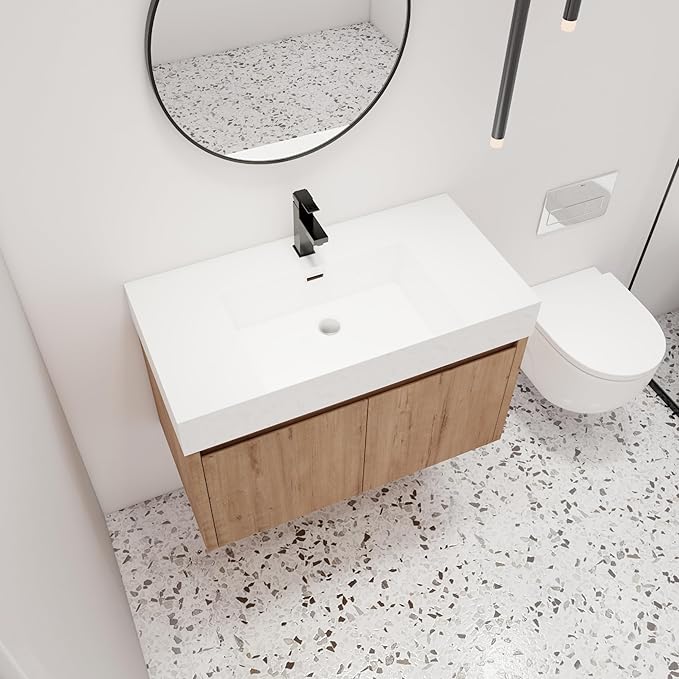 48 Inch Floating Bathroom Vanity with Sink, 48'' Single Sink Wall Mounted Bathroom Vanity