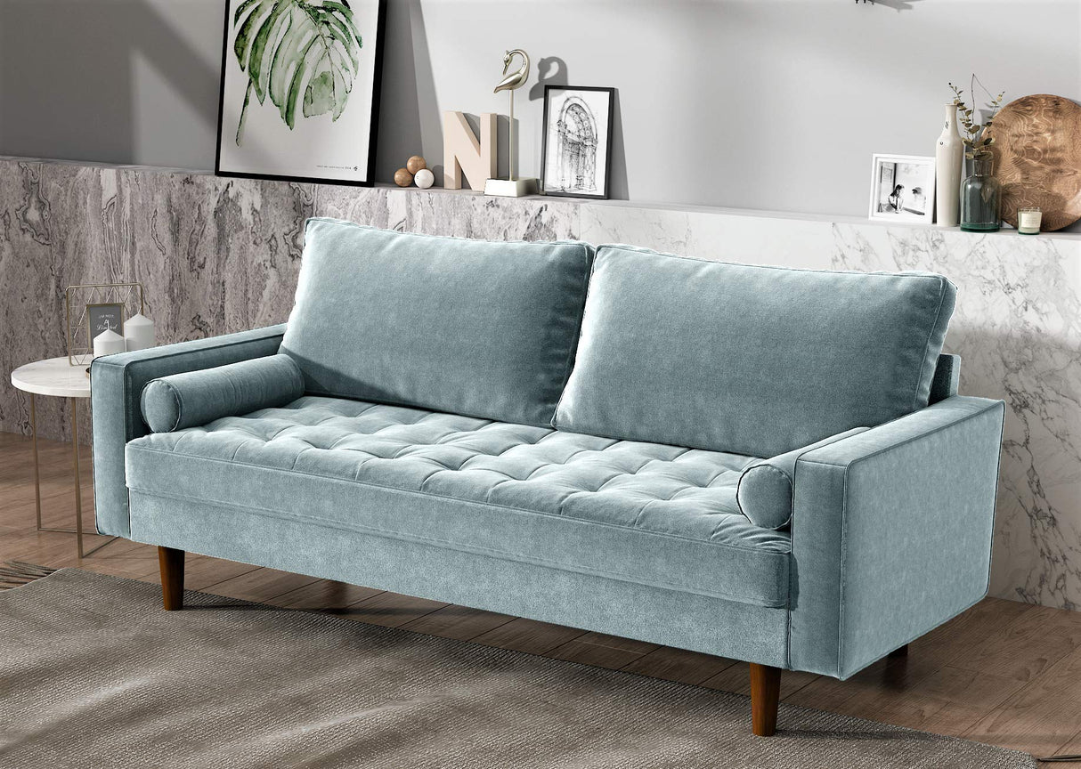 Womble Velvet Upholstered Living Room Diamond Tufted Chesterfield with Gleaming Nailheads,