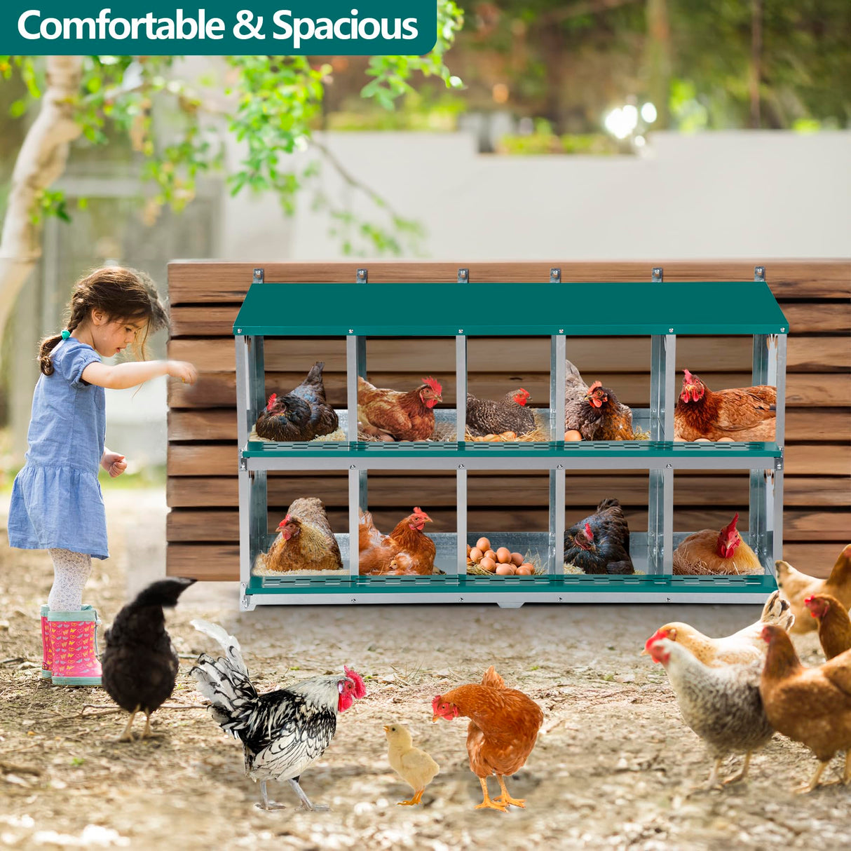 Chicken Nesting Box, 10 Compartment Nesting Box, 10 Room Metal Nesting Boxes