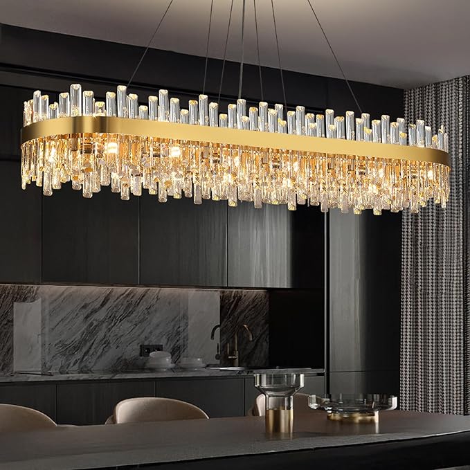 Luxury Modern Crystal Chandelier, L40'' Dining Room Chandelier Over Table