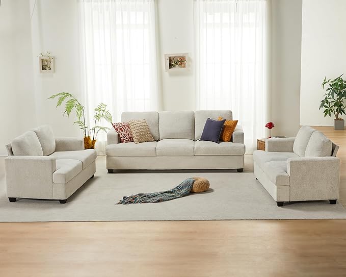 2 Piece Set Comfy Couch with Extra Deep Seats, Modern Sofa- Sofa