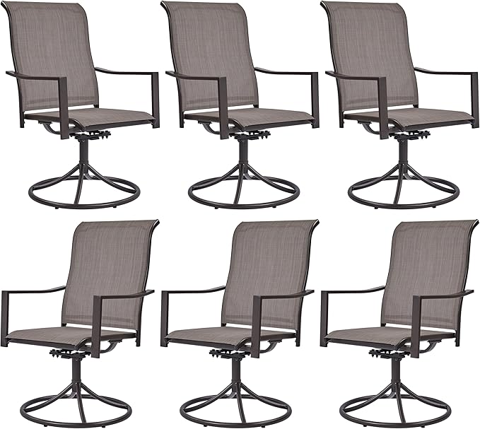 Outdoor Patio Swivel Chairs, Set of 4 Rocker Dining Chairs with Texteline Fabric