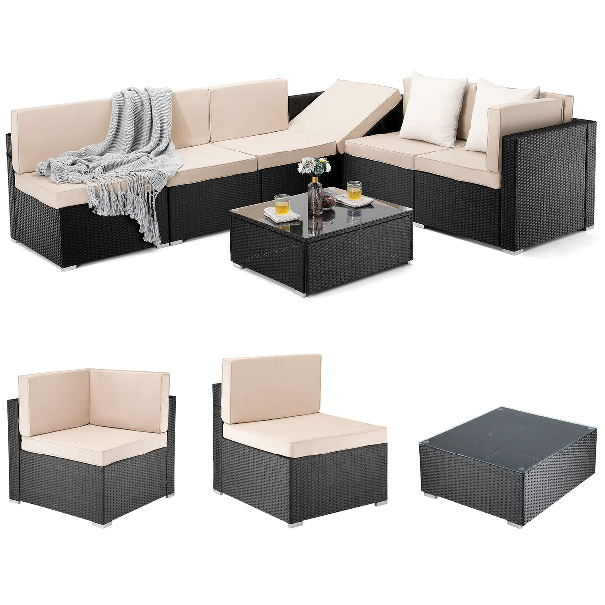Outdoor Sectional Furnitureļ¼Wicker Patio sectional Furniture Sets