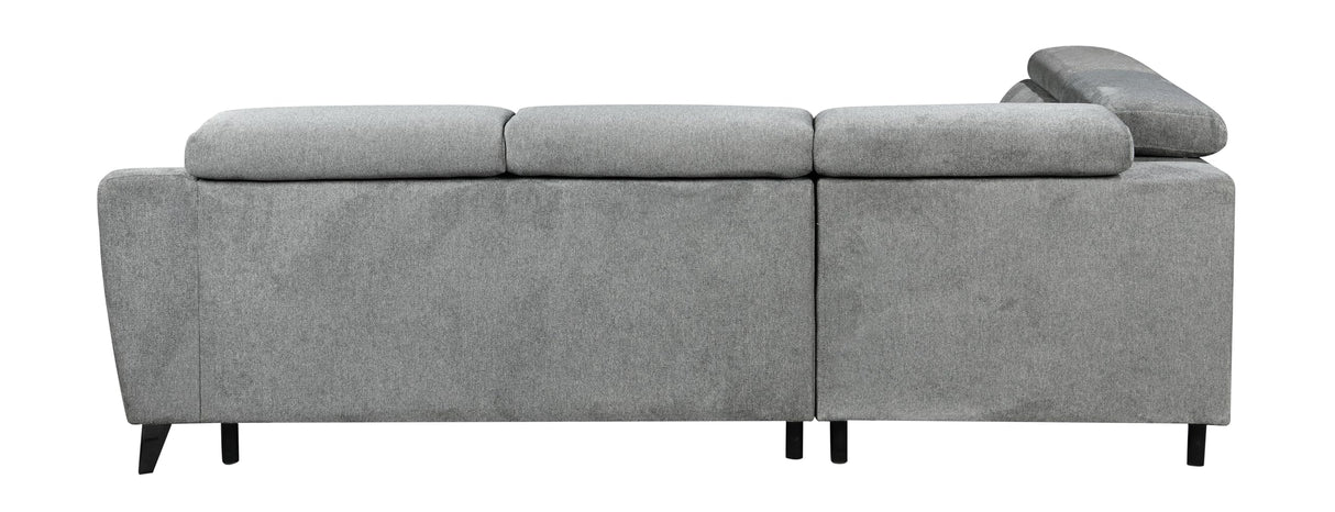 Wrenley Chenille Sectional Sofa w/Sleeper and Storage in Gray
