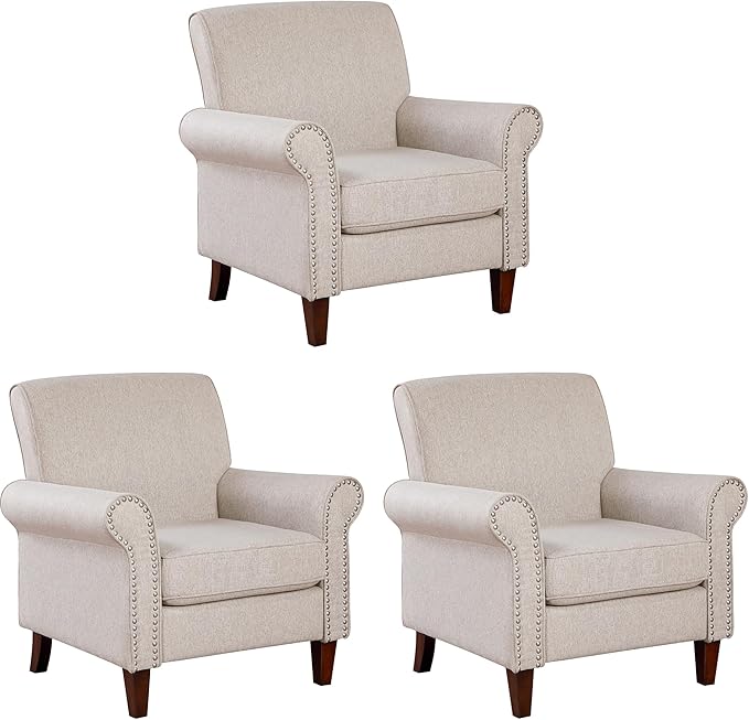 Upholstered Living Room Chair - Large Comfy Fabric Accent Chair Single Sofa