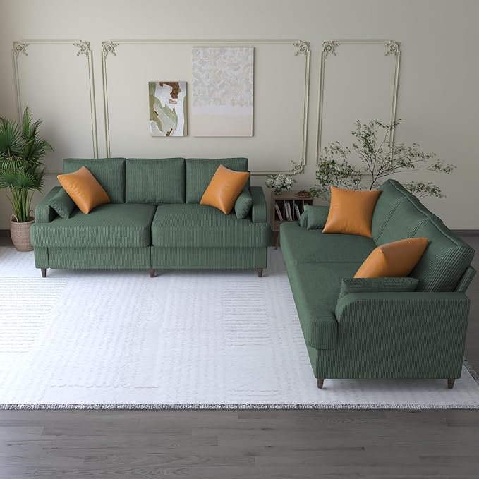 Modern Corduroy Sofa, Couch for Living Room, 3 Seater Sofa