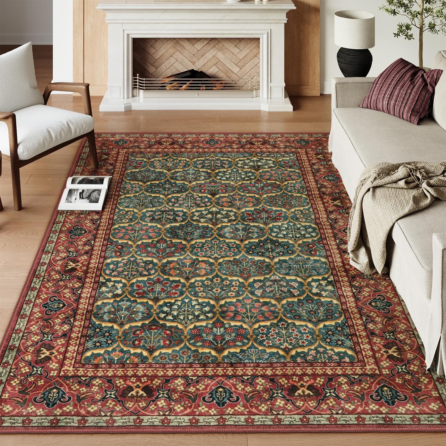 8 x 10 Area Rugs for Living Room - Oriental Washable Non-Slip Large Rug