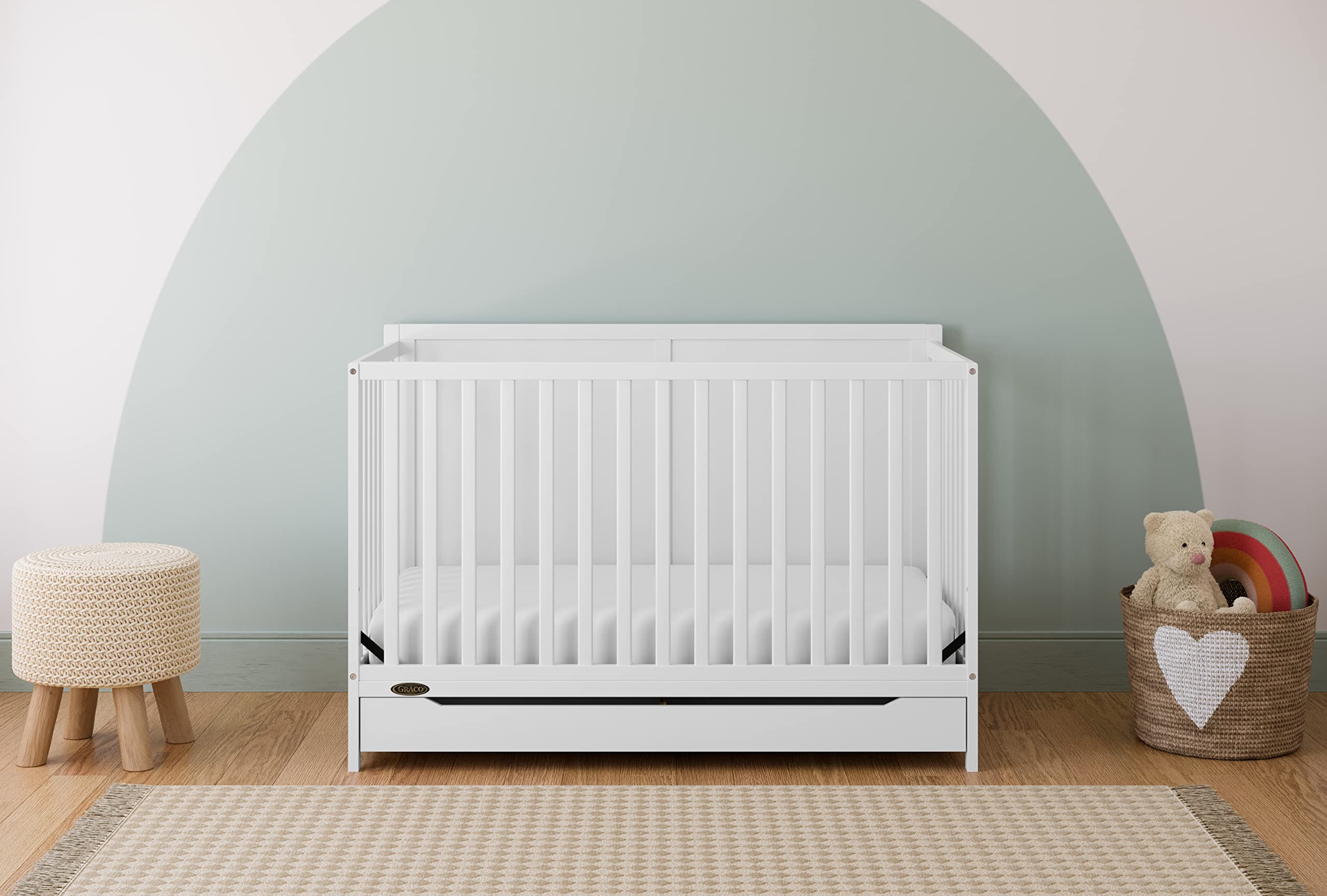 Melrose 5-in-1 Convertible Crib with Drawer (White)